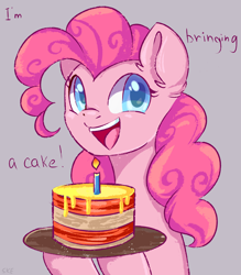 Size: 2100x2400 | Tagged: safe, artist:ske, imported from derpibooru, pinkie pie, earth pony, pony, cake, candle, food, solo