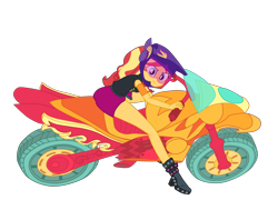 Size: 4500x3559 | Tagged: safe, artist:gmaplay, imported from derpibooru, sunset shimmer, human, equestria girls, friendship games, akira, boots, friendship games motocross outfit, friendship games outfit, helmet, motocross outfit, motorcross, motorcycle, motorcycle outfit, pose, reference, shoes, simple background, solo, transparent background, tri-cross relay outfit