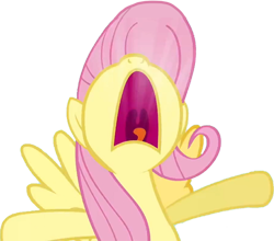 Size: 738x648 | Tagged: safe, edit, edited screencap, imported from derpibooru, screencap, fluttershy, pegasus, pony, background removed, esophagus, open mouth, screaming, simple background, solo, transparent background, uvula, volumetric mouth
