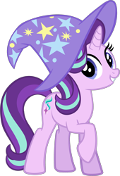 Size: 1469x2166 | Tagged: safe, artist:jaye, imported from derpibooru, starlight glimmer, pony, unicorn, .svg available, accessory swap, clothes, cute, female, glimmerbetes, hat, looking at you, mare, raised hoof, simple background, smiling, solo, stock vector, transparent background, trixie's hat, vector