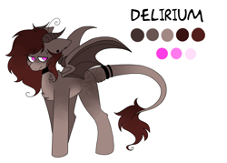 Size: 2800x2000 | Tagged: safe, artist:puppie, imported from derpibooru, oc, oc only, oc:delirium, demon, demon pony, demon wings, horns, leonine tail, reference sheet, simple background, solo, tail, white background, wings