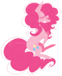 Size: 1024x1257 | Tagged: safe, artist:mermailada, imported from derpibooru, pinkie pie, earth pony, pony, eyes closed, simple background, smiling, solo, transparent background, watermark