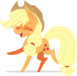 Size: 1024x1009 | Tagged: safe, artist:mermailada, imported from derpibooru, applejack, chipped tooth, eyes closed, shadow, simple background, smiling, solo, transparent background, watermark