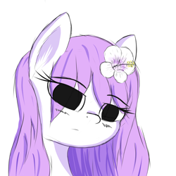 Size: 2000x2000 | Tagged: safe, artist:sunattic, imported from derpibooru, oc, oc only, pony, flower, flower in hair, sewerslvt, simple background, solo, white background