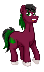 Size: 1182x1932 | Tagged: safe, artist:texasuberalles, imported from derpibooru, oc, oc only, oc:red cedar, earth pony, pony, derpibooru community collaboration, 2023 community collab, colored hooves, looking at you, male, simple background, smiling, solo, stallion, transparent background