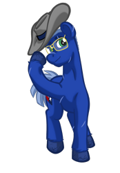 Size: 1356x1952 | Tagged: safe, artist:texasuberalles, imported from derpibooru, oc, oc only, earth pony, pony, derpibooru community collaboration, 2023 community collab, colored hooves, cowboy hat, earth pony oc, eye scar, facial scar, glasses, hat, hoof hold, looking at you, male, ponysona, scar, simple background, smiling, solo, stallion, transparent background, unshorn fetlocks