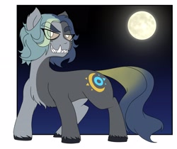 Size: 2684x2256 | Tagged: safe, artist:wolftendragon, imported from derpibooru, oc, oc only, earth pony, were-pony, fanart, feral, looking at you, moon, night, teeth