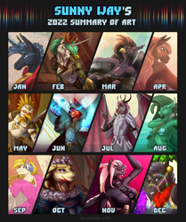 Size: 1339x1600 | Tagged: safe, artist:sunny way, imported from derpibooru, oc, anthro, dragon, griffon, horse, pony, robot, sea pony, snake, unicorn, wolf, armor, commission, dressed, epic, exclusive, female, finished commission, male, patreon, patreon reward, summary of art