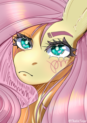 Size: 4341x6132 | Tagged: safe, artist:thaliati, imported from derpibooru, fluttershy, anthro, pegasus, close-up, solo