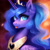 Size: 3072x3072 | Tagged: safe, editor:nightluna, imported from derpibooru, princess luna, alicorn, pony, :p, abstract background, ai content, ai generated, crown, cute, diadem, ear fluff, eyebrows, eyelashes, female, generator:purplesmart.ai, generator:stable diffusion, heart, horn, jewelry, mare, neck fluff, peytral, prompter:nightluna, regalia, smiling, solo, tongue out, wings