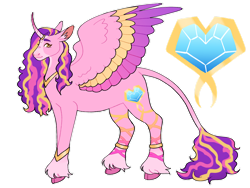 Size: 1280x960 | Tagged: safe, artist:s0ftserve, imported from derpibooru, princess cadance, pony, cloven hooves, colored wings, leonine tail, multicolored wings, simple background, solo, tail, transgender, transparent background, unshorn fetlocks, wings