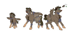 Size: 1280x600 | Tagged: safe, artist:lanternik, imported from derpibooru, oc, oc only, pegasus, pony, age progression, chest fluff, colt, deviantart watermark, foal, male, obtrusive watermark, pegasus oc, raised hoof, simple background, stallion, watermark, white background, wings