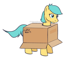 Size: 1757x1500 | Tagged: safe, artist:guardianskai, oc, oc only, oc:boxfilly, pegasus, pony, box, fake cutie mark, female, filly, simple background, solo, transparent background