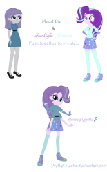 Size: 802x1296 | Tagged: safe, artist:prettycelestia, imported from twibooru, maud pie, starlight glimmer, belt buckle, clothes, eye shadows, fusion, gloves, image, multiple arms, neck corset, png, shoes, sneakers, socks, stockings, thigh highs