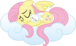 Size: 2749x1686 | Tagged: safe, artist:jaye, imported from derpibooru, angel bunny, fluttershy, pegasus, pony, .svg available, angelbetes, cloud, cute, female, on a cloud, shyabetes, simple background, sleeping, sleeping on a cloud, solo, stock vector, transparent background, vector