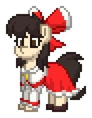 Size: 184x236 | Tagged: safe, artist:plusplus_pony, imported from derpibooru, pony, pony town, clothes, dress, female, hakurei reimu, mare, ponified, simple background, solo, touhou, white background