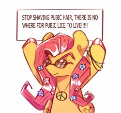 Size: 2048x1911 | Tagged: safe, artist:i-am-cholera, imported from derpibooru, fluttershy, pegasus, pony, female, glasses, lice, mare, simple background, text, white background