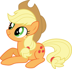 Size: 3121x3000 | Tagged: safe, artist:cloudy glow, imported from derpibooru, applejack, earth pony, pony, apple family reunion, .ai available, cowboy hat, female, hat, high res, lying down, mare, prone, simple background, smiling, solo, stetson, transparent background, vector