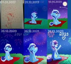 Size: 1024x921 | Tagged: safe, artist:exobass, imported from derpibooru, minuette, pony, unicorn, female, fireworks, mare, pointing, redraw