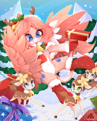 Size: 4000x5000 | Tagged: safe, artist:xsatanielx, imported from derpibooru, oc, oc only, deerling, pegasus, pony, absurd resolution, crossover, female, holiday, pokémon