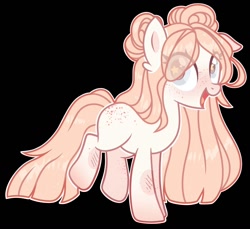 Size: 1392x1277 | Tagged: safe, artist:kreedie, imported from derpibooru, oc, oc only, earth pony, pony, base used, black background, earth pony oc, ethereal mane, eye clipping through hair, female, mare, open mouth, simple background, smiling, solo, starry mane