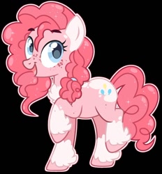 Size: 1218x1313 | Tagged: safe, artist:kreedie, imported from derpibooru, pinkie pie, earth pony, pony, base used, black background, eyelashes, female, freckles, mare, simple background, smiling, solo, unshorn fetlocks