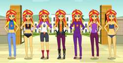 Size: 1251x639 | Tagged: safe, imported from twibooru, sunset shimmer, human, equestria girls, boots, clothes, high heel boots, humanized, image, kisekae, needs more jpeg, shoes, solo