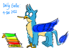 Size: 4200x2800 | Tagged: safe, artist:horsesplease, imported from derpibooru, gallus, griffon, unown, defcon, derp, doodle, gallus the rooster, gallusposting, mouth hold, musical instrument, pokémon, simple background, solo, white background, xylophone