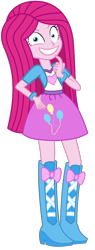 Size: 402x1055 | Tagged: safe, artist:ajosterio, imported from derpibooru, pinkie pie, human, equestria girls, boots, clothes, hand on hip, high heel boots, jacket, pinkamena diane pie, shirt, shoes, simple background, skirt, solo, transparent background, vest
