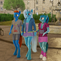 Size: 1536x1536 | Tagged: safe, artist:stellarator, imported from derpibooru, sonata dusk, trixie, oc, oc:smoothie, anthro, unguligrade anthro, comic:we will be adored, comic:we will be adored part 47, 3d, blender, blender cycles, canon x oc, cycles render, not sfm, shipping