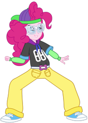 Size: 1055x1468 | Tagged: safe, artist:ajosterio, imported from derpibooru, pinkie pie, human, dance magic, equestria girls, spoiler:eqg specials, female, mc pinkie, rapper pie, simple background, solo, transparent background, vector