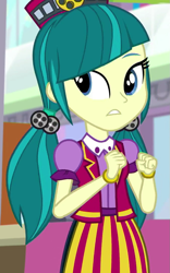 Size: 675x1080 | Tagged: safe, edit, edited screencap, imported from derpibooru, screencap, juniper montage, human, equestria girls, mirror magic, spoiler:eqg specials, clothes, cropped, glasses off, solo, uniform