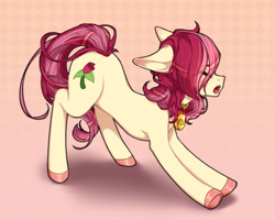 Size: 1500x1200 | Tagged: safe, artist:takic, imported from derpibooru, roseluck, earth pony, pony, behaving like a cat, collar, commission, commissioner:doom9454, pet tag, pony pet, rosepet, solo, stretching, yawn