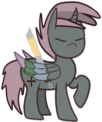 Size: 1397x1660 | Tagged: safe, artist:knife smile, imported from derpibooru, oc, oc only, oc:antumbra, alicorn, alicorn oc, eyes closed, fimtale, horn, simple background, solo, sword, transparent background, weapon, wings