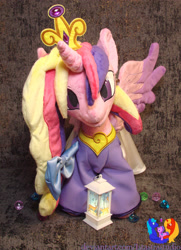 Size: 2077x2865 | Tagged: safe, artist:1stastrastudio, imported from derpibooru, princess cadance, alicorn, pony, clothes, commission, dress, horn, irl, jewelry, peytral, photo, plushie, solo, spread wings, standing, tiara, wings