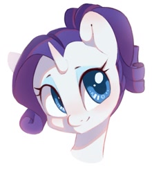 Size: 917x1041 | Tagged: safe, artist:melodylibris, imported from derpibooru, rarity, pony, unicorn, alternate hairstyle, bust, cute, female, horn, mare, ponytail, raribetes, simple background, solo, white background