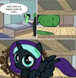 Size: 1000x1026 | Tagged: safe, imported from derpibooru, oc, oc:anon, oc:filly anon, oc:nyx, alicorn, human, alicorn oc, faggot, female, filly, horn, meme, vulgar, wings