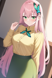 Size: 512x768 | Tagged: safe, imported from derpibooru, fluttershy, human, ai content, ai generated, clothes, female, generator:novelai, generator:stable diffusion, humanized, solo