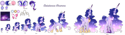 Size: 5614x1570 | Tagged: safe, artist:existencecosmos188, imported from derpibooru, oc, oc only, oc:existence, alicorn, pony, age progression, alicorn oc, ethereal mane, female, hoof shoes, horn, mare, simple background, starry mane, transparent background, wings