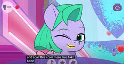 Size: 1263x650 | Tagged: safe, imported from derpibooru, screencap, earth pony, pony, spoiler:g5, spoiler:my little pony: tell your tale, spoiler:tyts01e28, caption, g5, meme, my little pony: tell your tale, pippsqueaks, pippsqueaks forever, seashell (g5), youtube caption