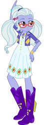 Size: 1378x3870 | Tagged: safe, artist:ajosterio, imported from derpibooru, sugarcoat, human, equestria girls, equestria girls series, spoiler:eqg series (season 2), boots, clothes, clothes swap, dress, female, glasses, hand on hip, jacket, long sleeves, music festival outfit, pointing, shoes, simple background, smiling, solo, transparent background