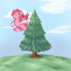 Size: 4096x4096 | Tagged: safe, artist:felldeal, imported from derpibooru, pegasus, pony, series:daily drawing december, christmas, decoration, flower, flying, g5, holiday, tree, windy (g5)