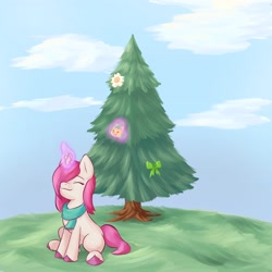 Size: 4096x4096 | Tagged: safe, artist:felldeal, imported from derpibooru, hitch trailblazer, pony, unicorn, series:daily drawing december, christmas, g5, holiday, primrose (g5), tree