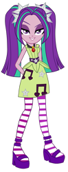 Size: 1065x2694 | Tagged: safe, artist:ajosterio, imported from derpibooru, aria blaze, human, equestria girls, rainbow rocks, ariabetes, clothes, clothes swap, cute, dress, leggings, looking at you, music notes, ponytails, raised eyebrow, simple background, sleeveless, smiling, solo, transparent background