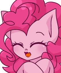 Size: 768x909 | Tagged: safe, artist:namaenonaipony, imported from derpibooru, pinkie pie, earth pony, pony, bust, cute, diapinkes, eyes closed, female, mare, open mouth, open smile, smiling, solo