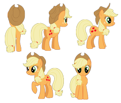 Size: 4427x3780 | Tagged: safe, artist:culu-bluebeaver, imported from derpibooru, applejack, earth pony, pony, applebutt, butt, digital, digital art, female, hat, plot, png, reference, reference sheet, show accurate, simple background, smiling, solo, transparent background, vector