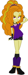 Size: 1283x3408 | Tagged: safe, artist:ajosterio, imported from derpibooru, adagio dazzle, human, equestria girls, boots, clothes, female, fingerless gloves, gloves, heart, jewelry, legs, lidded eyes, looking at you, necklace, raised eyebrow, shoes, shorts, simple background, smiling, smiling at you, socks, solo, transparent background