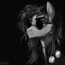 Size: 2288x2280 | Tagged: safe, artist:rvsbhrt, imported from derpibooru, oc, oc only, oc:gonta, pegasus, black and white, egor letov, glasses, grayscale, male, monochrome