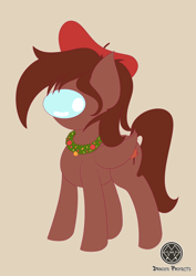 Size: 4961x7016 | Tagged: safe, artist:draconightmarenight, imported from derpibooru, oc, oc:autumn rosewood, pegasus, pony, among us, brown pony, christmas accessory, clothes, colored sketch, monthly reward, solo, suit