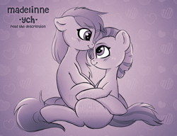 Size: 3010x2312 | Tagged: safe, artist:madelinne, imported from derpibooru, oc, pony, commission, couple, cuddling, cute, duo, hug, simple background, sketch, your character here